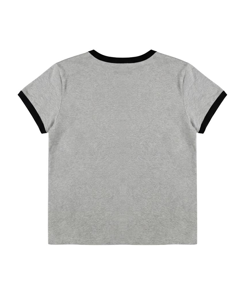 SAINTPAIN Sp Star Patchwork Crop Ringer T-Shirt Melange Grey