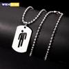 Fashion Skew Head Tag Stainless Steel Pendant Necklaces for Men Women Hip Hop Jewelry