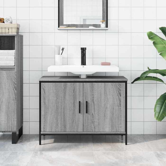 VidaXL Bathroom Sink Cabinet, Vanity Unit with Storage, Toilet Under-Sink Cabinet, Modern, Sonoma Grey 842454