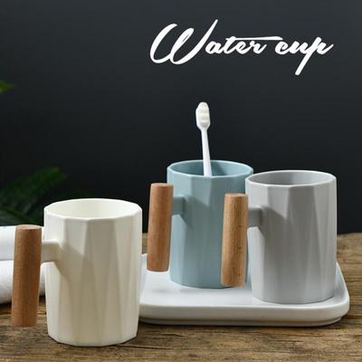 Nordischer Keramik-Porzellanbecher mit Holzgriff, Kaffeetassen, literarische Wasser-/Teetasse, Milchbecher, Kaffeetasse, Trinkgeschirr, Kaffeegeschirr, Teegeschirr