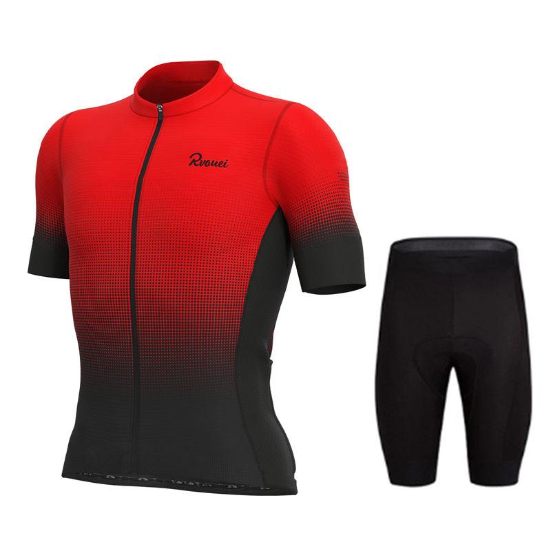 Rvouei Team Cycling Jersey Set Summer Bicycle Suit Quick Drying Bib Shorts Clothes Mtb Maillot Ropa Ciclismo Mountain Bike Wear