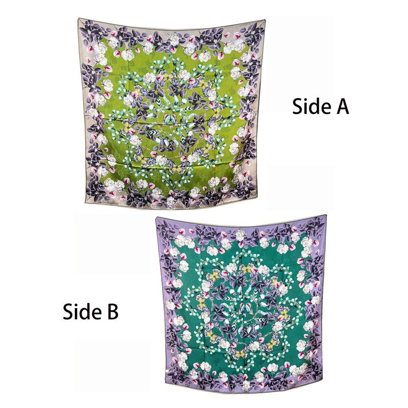 106*106cm 100% Maulbeerseide Hochwertiger doppelseitiger quadratischer Schal Schal Halstuch