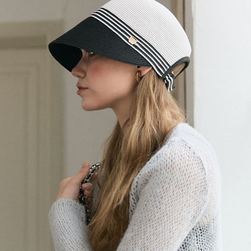 

ACCLET Rattan Sun Visor beach hat C021WHBK White Black