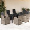 VidaXL Garden Dining Set and Cushions 7 Pcs Grey Rattan 3212560