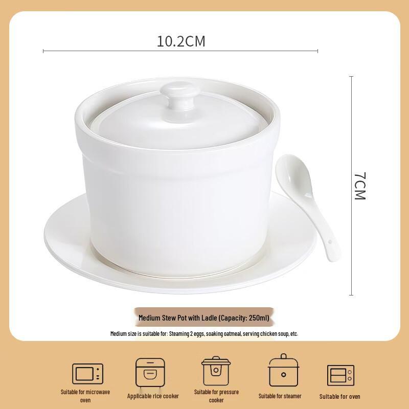Ceramic Double-Boiler Stew Pot with Lid