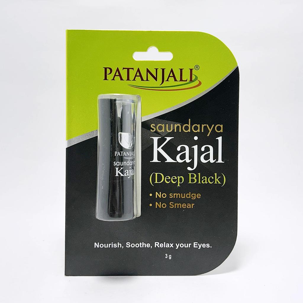Patanjali Saundarya Kajal (Deep Black), With Dark Shade, Improves Vision, 3gm