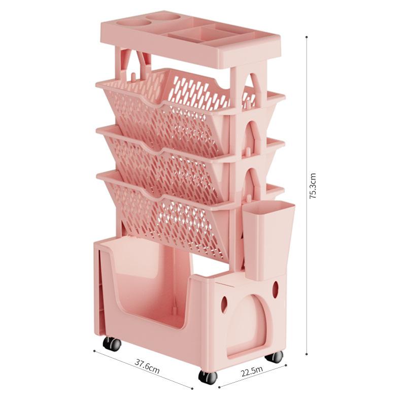 Multi-layer Storage Rack, Storage Rack, Floor-standing Bookshelf, Small Cart, Movable, with Wheels
