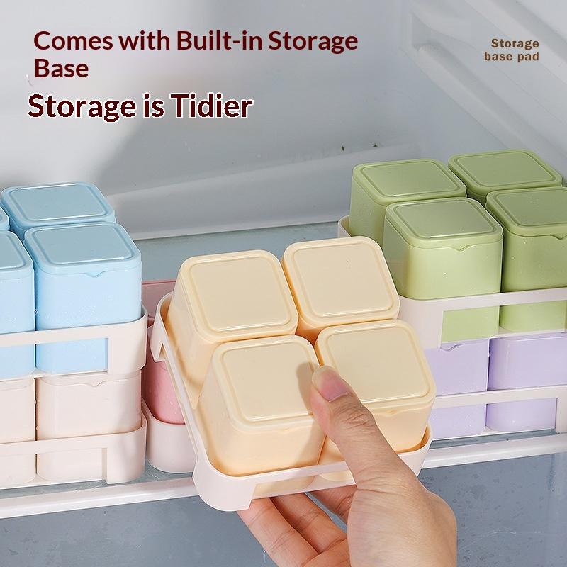 Food Grade Baby Food Storage Containers 4 Grids with Lids Tray Design for Baby Homemade Food Freezing Use
