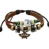 Lederen sieraden vlinderarmband meerlaagse kralenarmband van koeienhuid kralenarmband van echt leer van henneptouw