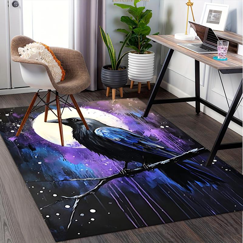 Night Raven Theme Office Carpet Chair Mat: Office Rug for Desk, Large Floor Mat for Home Decor, Sofa
