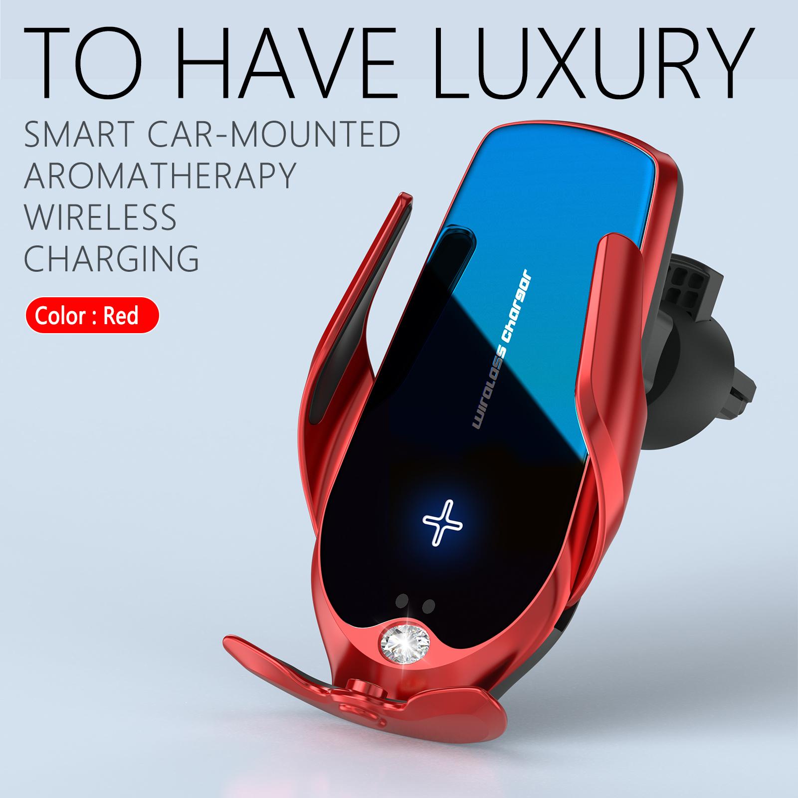 

15 Вт Швидка бездротова зарядка Автомобільний тримач Qi Charge Mount з магнітною головкою Універсальний для мобільного телефону Обертання на 360 Кронштейн Airvent as picture червоний