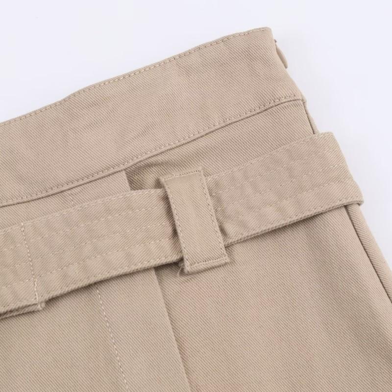 Womens Winter Fashion Belted Cargo Midi Skirt Solid Color Straight Fit Street Style
