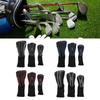 3pcs Club Head Cover with Spare Number Plates Long Neck Scratch Proof Breathable PU Club Headcover F