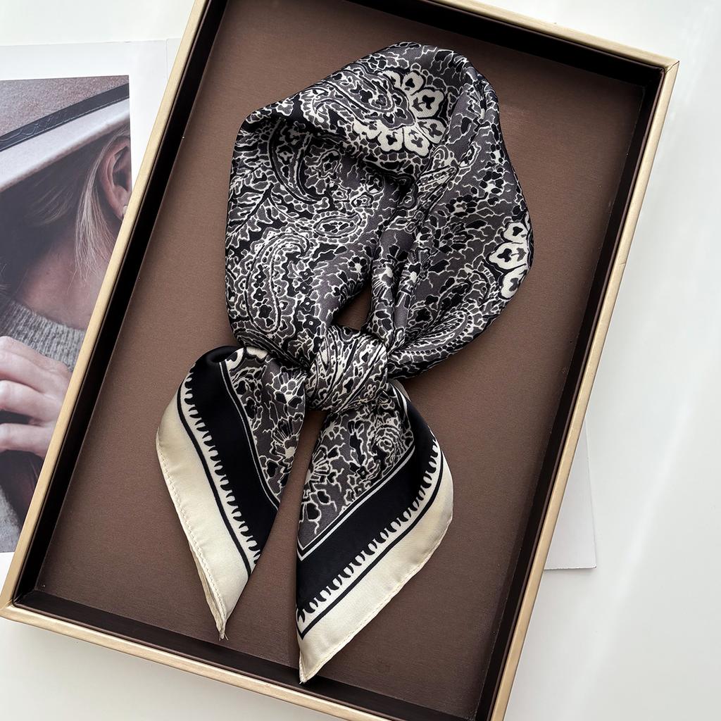 Women New Silk Feeling Square Scarf Shawl Design Paisley Neck Scarves Wrap Head Kerchief Hair Band Lady Bandana Ties