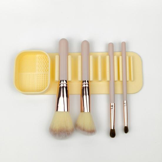 Silicone Makeup Brush Holder Wash Dry 2-in-1 Suction Cup Design Compact Size Waterproof Makeup Brush Stand