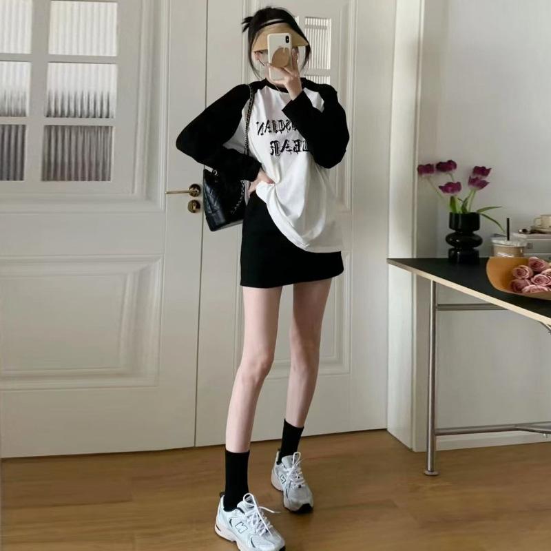 Black Suit Short Skirt for Women In Hot Season Latest Style High Waist Pear Shape Small A-line Hip Skirt