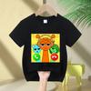 2026 summer short sleeved Sprunki cute and fashionable boy and girl comfortable round neck pure cotton short sleeved Tshirt
