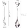 AnSaw 10-Pc Silver Mini Spoons & Forks Set, 4.7" - Stainless Steel, Leaf Handle, Ideal for Coffee,Tea, Appetizers, Tastings, Parties, Charcuterie &