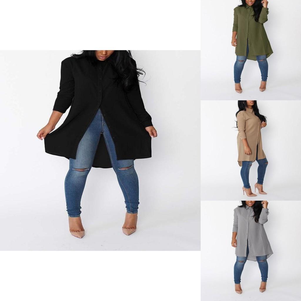Elegant Womens Long Sleeve Shirt Casual Loose Chiffon T-shirts Tops Blouse Dress