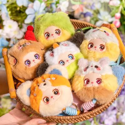 Liila Mini-Plüschschlüsselanhänger Blind Box Sammlerstück Cartoon-Tierdesign Handy-Lanyard für Tasche Handy-Schmuckstück Spielzeug