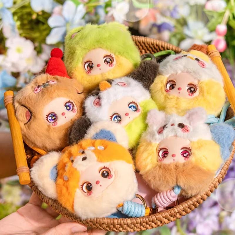 Liila Mini Plush Keychain Blind Box Collectible Cartoon Animal Design Phone Lanyard For Bag Phone Ornament Toy