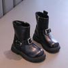 British Style Girl Winter Boots Simple Classic Children Fashion Boots Black Brown Versatile Kids Cotton Boots Round-toe Zipper