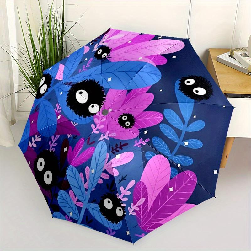 1pc Soot Sprites Fantasy Forest Auto Open/Close Cute Umbrella, Portable Folding Umbrella for Travel, Themed Events, It Is Suitable As a Gift for Vario