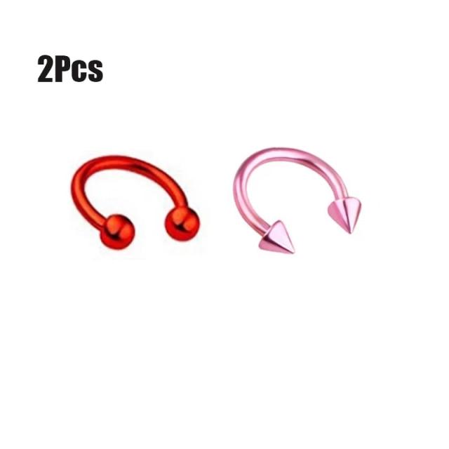 2 шт. конусообразный шип подковообразное круглое носовое кольцо с перегородкой хирургическая сталь кольца для сосков носовая перегородка бровь пирсинг ушей украшения для тела