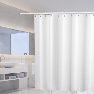 Bathroom Solid Color Shower Curtain Waterproof Mold-Proof Hanging Shower Partition Curtain Shower Set With Hook Free Punching