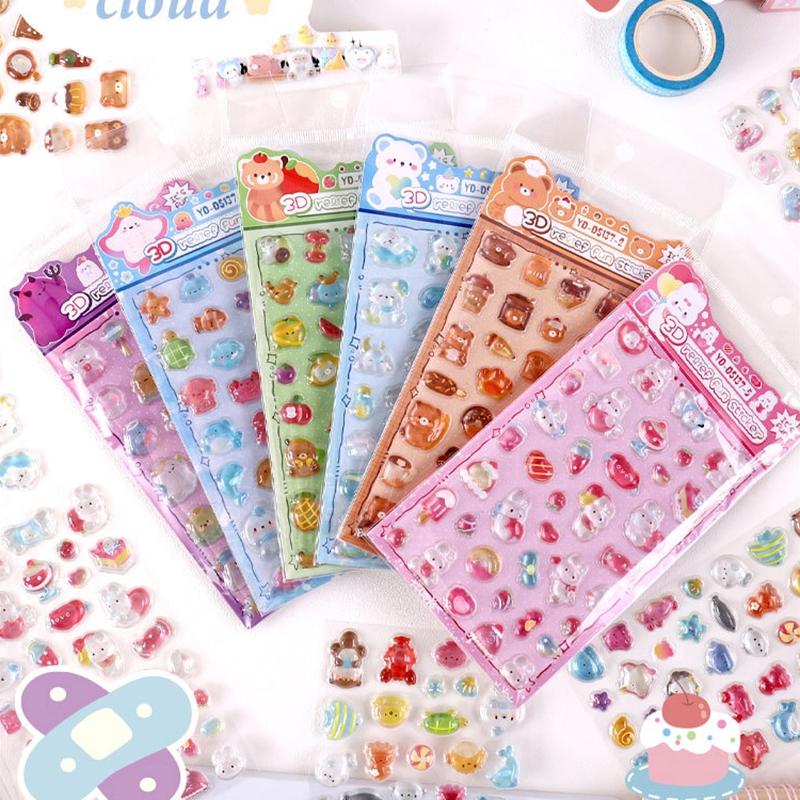 Cute Cartoon Animals Drop 3D Relief Sticker Scrapbooking Diy Diary Phone Case Stationery Sticker Collect Stickers Book Kids Gift