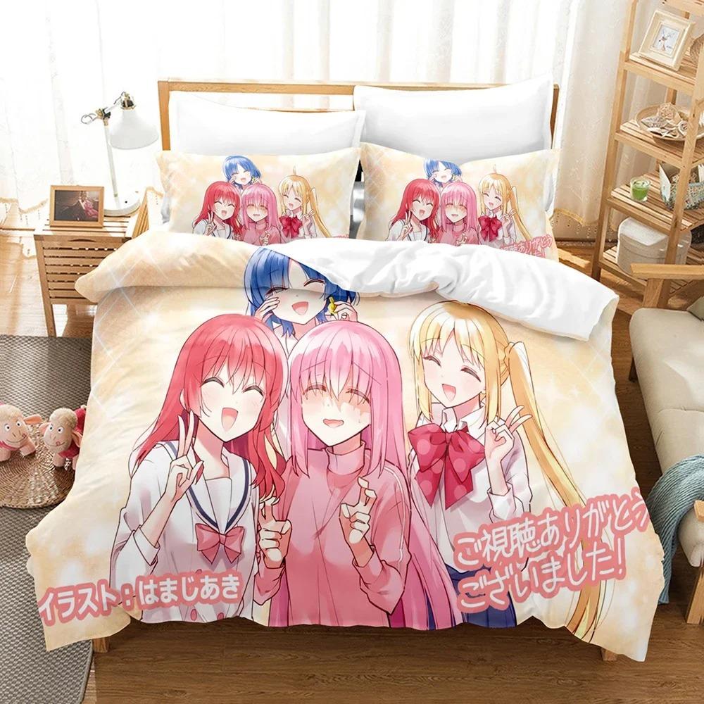3D Anime Bocchi the rock Ložní soupravy Sada povlaku na přikrývku s povlakem na polštář Dvojlůžko Plná Velikost Queen King Ložní prádlo Domácí textil