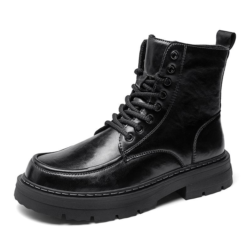 

Черные осенние и зимние мужские ботинки Классические универсальные высококачественные уличные мотоциклетные повседневные деловые туфли для офиса 39-45 45 чёрный