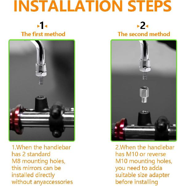 Universal 10mm Chrome Rearview Mirrors Oval 360 Degree Adjustable Side Mirrors Fit Street Bike Cruiser Touring Chopper Scooter GY6, for Honda