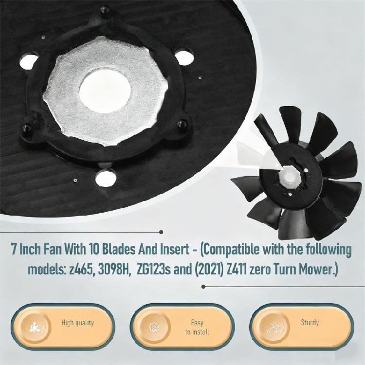 Transmission Cooling Fan 53822 584282001 Replacement Parts for Multiple Mowers Model 7Inch Plastic 10 Blade