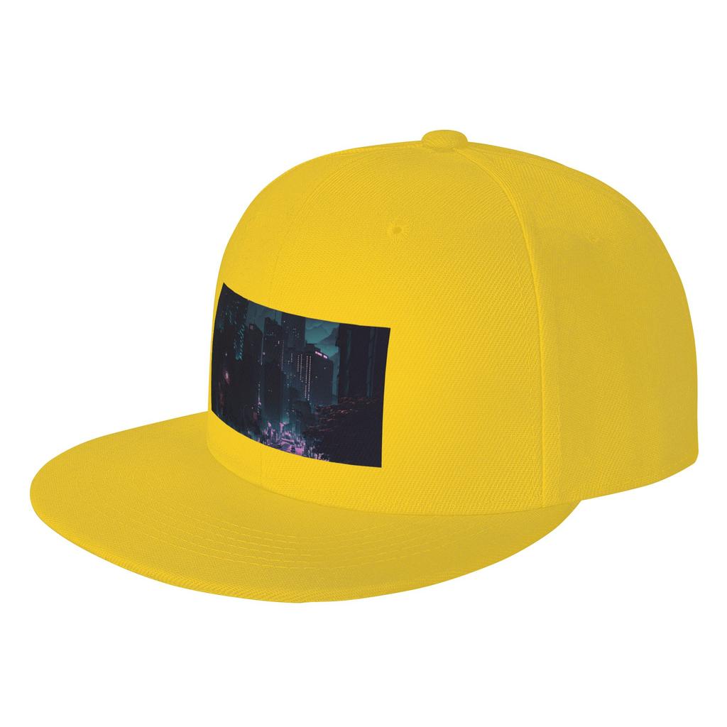 Fashion City at night Flat Brim Sun Hat American Retro Unisex Hat