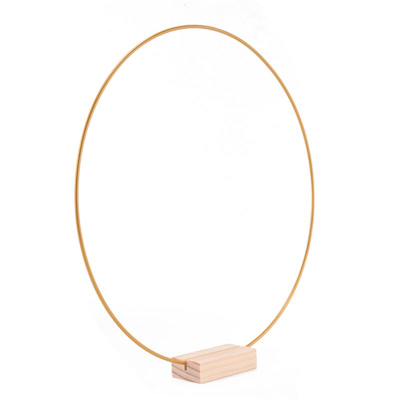 AD23-6 PCS 12 Inch Floral Hoops Centerpiece For Table, Gold Wreath Ring With 6 PCS Wood Holder Stands, Hoop Rings