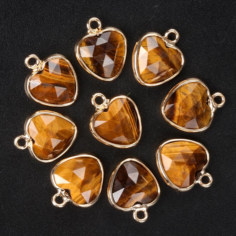 11mm Heart Cut Semi-Precious Stone Bread Edge Pendant for DIY Jewelry