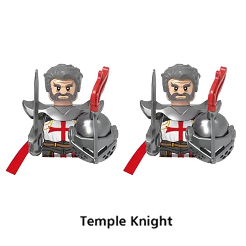 Medieval Knight Armored Troops Ancient Army Soldiers Mini Weapon Equipment Flag Model Building Blocks Kids Toys Birthday Gifts
