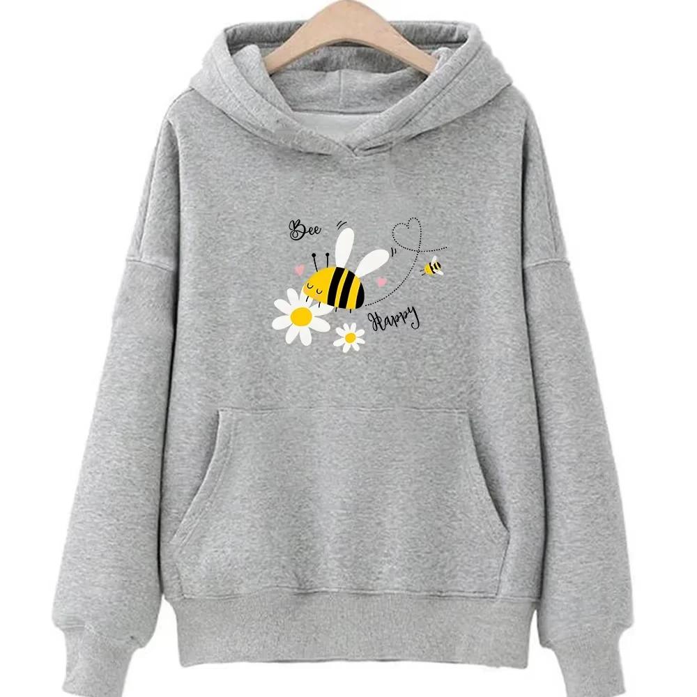 2025 Sei glücklich Hübsche Kapuzenpullover Damen und Herren Niedlicher Grafik-Hoodie Lässiges Herbst-Winter Lockerer Pullover Cartoon Comic Clo