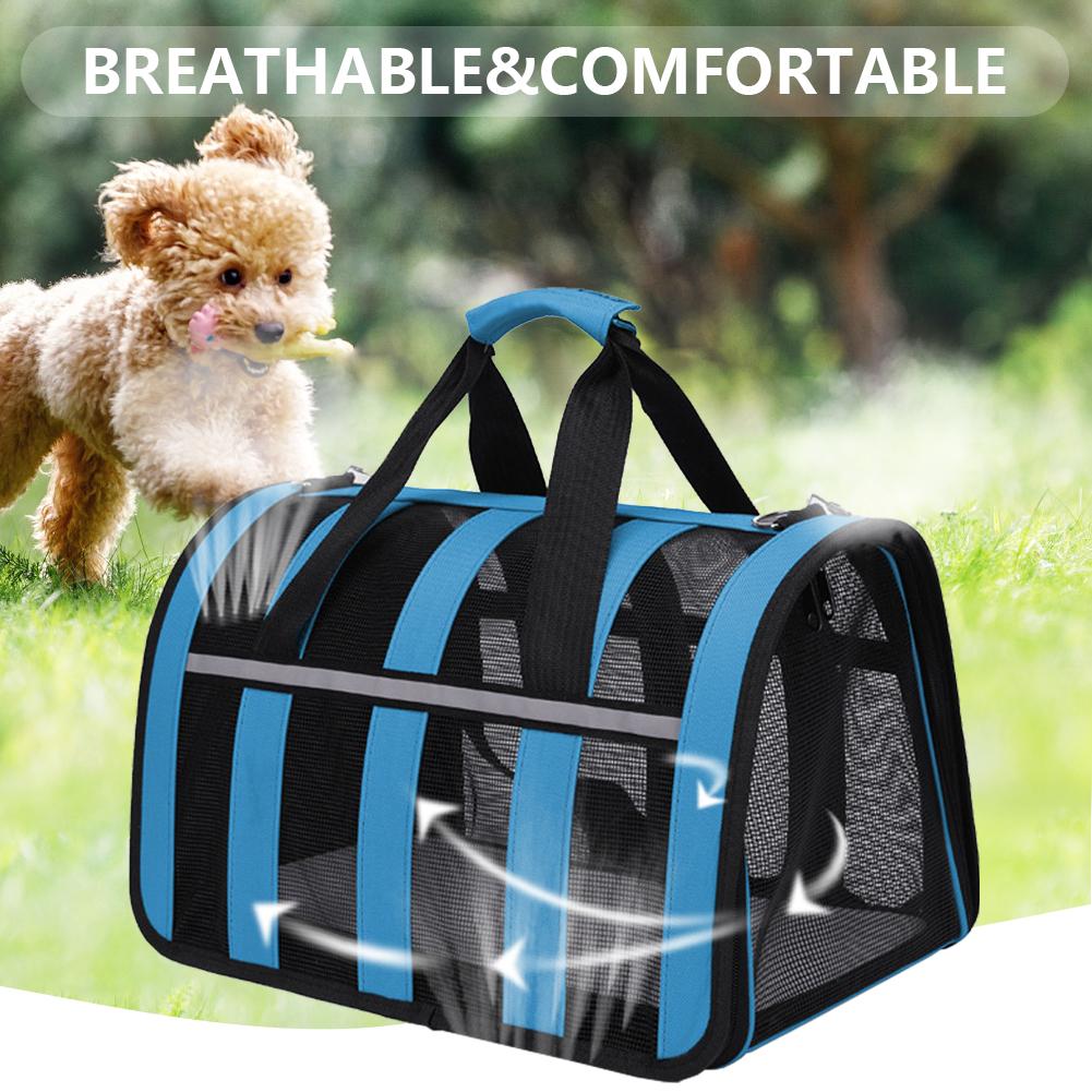 Carrier Dog Handbag Breathable Pet Carrier Transport Travel Bag Summer Foldable Portable Reflective Dogs Carrying Shoulder Bag