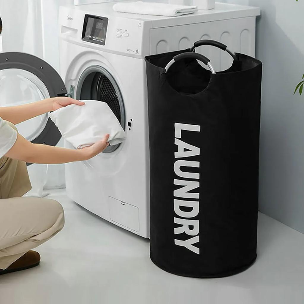 Foldable Laundry Storage Basket Extra Large Oxford Cloth Aluminum Padded Handle Waterproof Bathroom Balcony Organizer Household