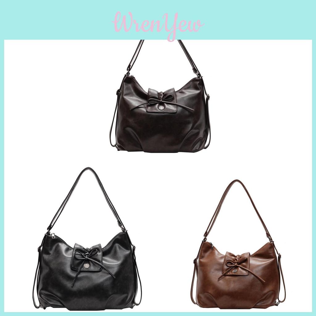 Pu Retro Shoulder Bag With Butterfly Bow Design For Daily Office Use