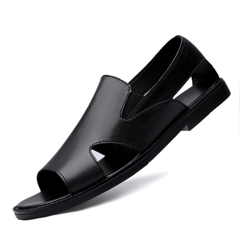 Men's Breathable Leather Sandals - Soft Sole, Non-Slip, Casual Summer Beach Shoes