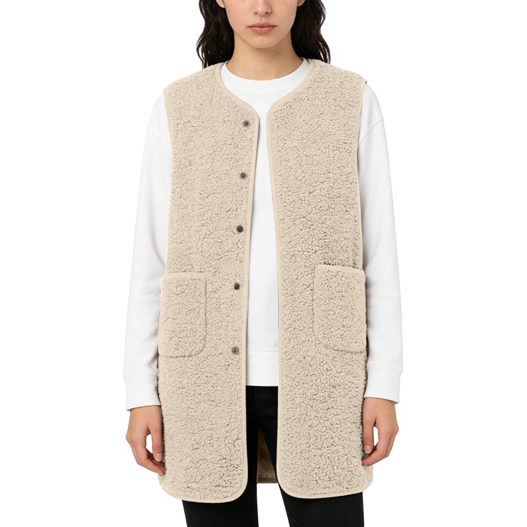 Damen Winter Oberbekleidung Mittellang Imitation Lammwolle Weste Plüsch Weste