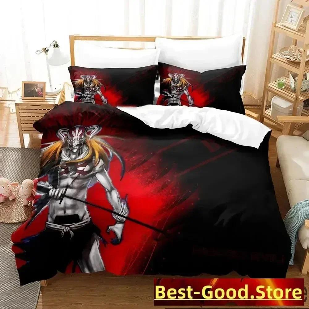 Anime Bleach Kurosaki Ichigo Bedding Set Printed Bed Set With Pillowcase Bed Duvet Cover Soft Queen King Size Bedclothes Home