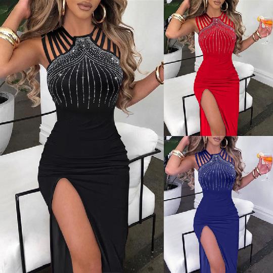 Dames Slim Fit Boren Split Hip Pakket Hippe Jurk Nachtclub Feestjurk