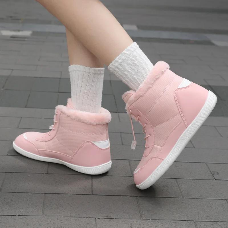 Fashion Women's Winter Snow Boots Fur Lined Barefoot Boots Wide Toe Box Ankle Booties Walking Boots Outdoor With Plush Cotton Shoes