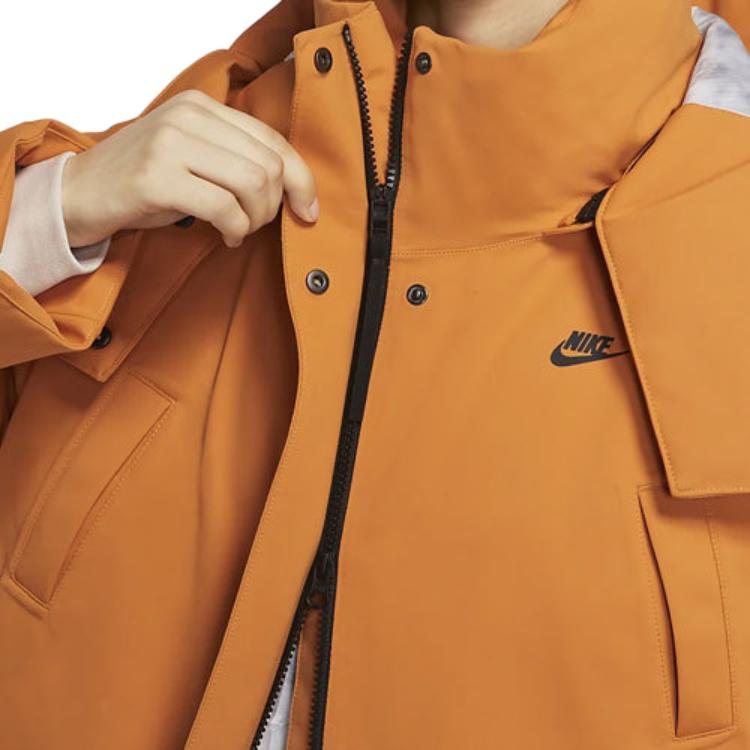 Nike Casual Logo Solid Long Hooded Cotton Coat Women Coats Light-Curry-Yellow DD4659-738