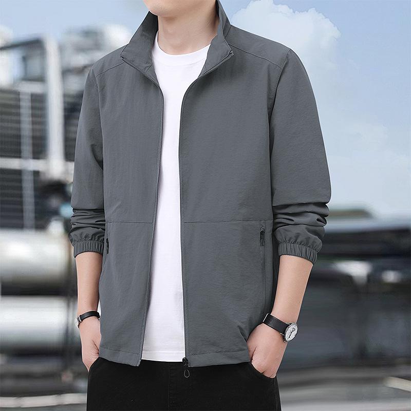 2025 Men's Casual Jacket - Wrinkle-resistant, Breathable, Soft Solid Color Outerwear for Autumn/Winter