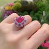 Jewelry Women'S, Simulation Red Glass Ring With Diamonds Women'S Ring Main Stone 10 * 12